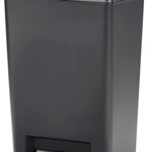 Rubbermaid Premier Series III Step-On Trash Can for Home and Kitchen, with Stainless Steel Rim, 12.4 Gallon, Charcoal, for Home/Kitchen/Garage/Apartment/Office