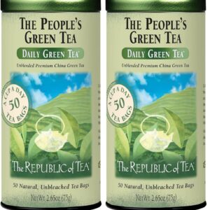 The Republic of Tea - The Peoples Green Tea, 50 Tea Bags, Tin | Gourmet Tea | Caffeinated (Pack of 2)