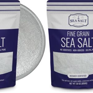 Fine Grain Sea Salt, Pure Non-Iodized Baja Fine Sea Salt for Mineral Rich Cooking, Baking and Table Use, 30 oz Bag (Pack of 2)
