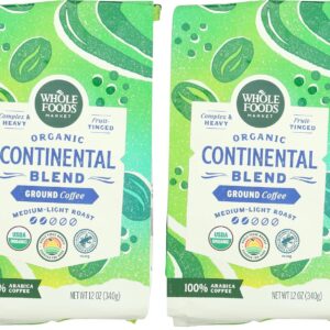 WHOLE FOODS MARKET Organic Ground Continental Blend Coffee, 12 OZ (Pack of 2)